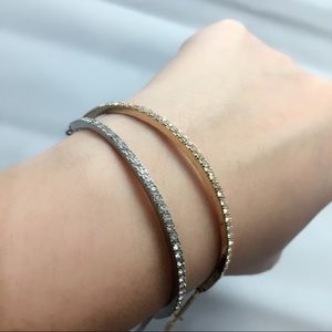 Gold & Silver Bracelets With Pave Stone